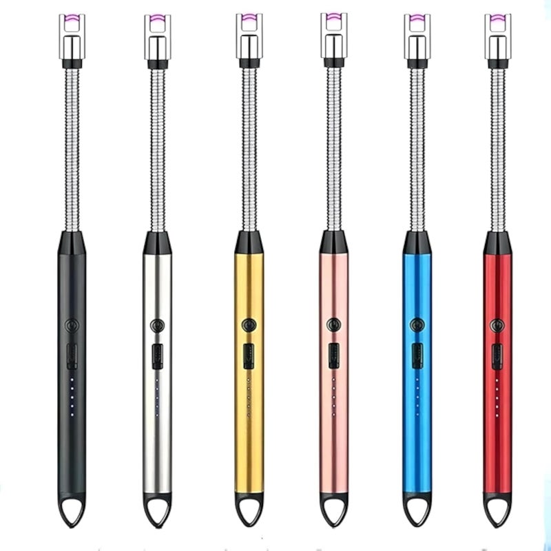 ولاعة بدون لهب - ولاعة كهربائية قابلة لإعادة الشحن بمنفذ USB-C ومقاومة للرياح، مزودة بقفل أمان، مثالية للشموع والشوايات ومواقد الغاز والاستخدام في المطبخ ورحلات التخييم، بدون لهب، إشعال موثوق في كل مرة